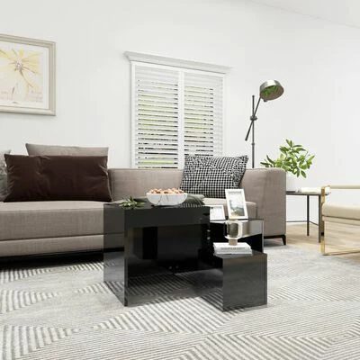 VidaXL Tables gigognes 3 pcs Noir brillant Aggloméré 2 VidaXL Tables gigognes 3 pcs Noir brillant Aggloméré – Image 2