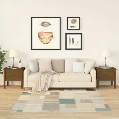 VidaXL Tables d'appoint 2pcs Marron miel 50x50x49cm Bois massif de pin 2 VidaXL Tables d'appoint 2pcs Marron miel 50x50x49cm Bois massif de pin – Image 2