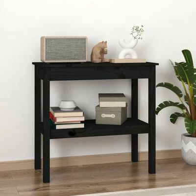 VidaXL Table console Noir 80x40x75 cm Bois de pin solide 2 VidaXL Table console Noir 80x40x75 cm Bois de pin solide – Image 2