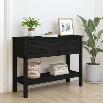 VidaXL Table console Noir 100x35x75 cm Bois massif de pin 2 VidaXL Table console Noir 100x35x75 cm Bois massif de pin – Image 2