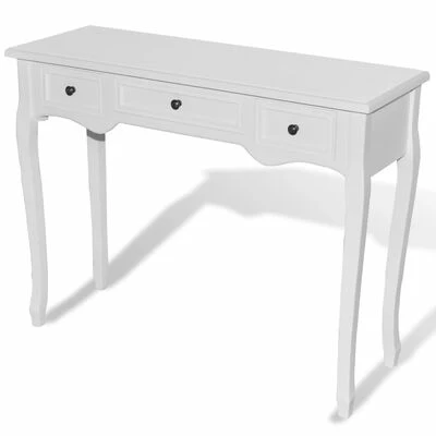 VidaXL Table de console et coiffeuse avec 3 tiroirs Blanc 1 VidaXL Table de console et coiffeuse avec 3 tiroirs Blanc
