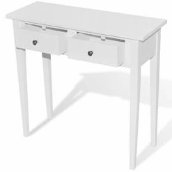 VidaXL Table de console et coiffeuse avec 2 tiroirs Blanc