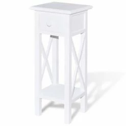 VidaXL Table d'appoint avec tiroir Blanc