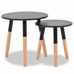 VidaXL Ensemble de tables d'appoint 2 pcs Bois de pin massif Noir