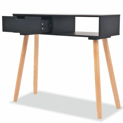 VidaXL Table console Bois de pin massif 80 x 30 x 72 cm Noir 2 VidaXL Table console Bois de pin massif 80 x 30 x 72 cm Noir – Image 2