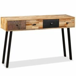 VidaXL Table console Teck massif de récupération 120 x 30 x 76 cm 7 VidaXL Table console Teck massif de récupération 120 x 30 x 76 cm -Tables d'appoint Soldes image 2 245403