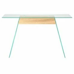 VidaXL Table Console MDF et verre 120 x 30 x 76 cm Couleur de chêne -Tables d'appoint Soldes image 2 245638