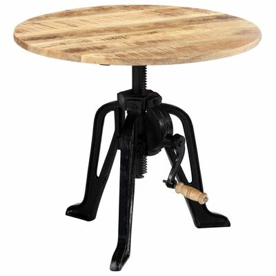 VidaXL Table d'appoint 60x(46-63) cm Bois de manguier massif et fonte 2 VidaXL Table d'appoint 60x(46-63) cm Bois de manguier massif et fonte – Image 2