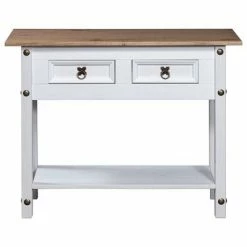 VidaXL Table console Gamme Corona Pin mexicain Blanc 90x34,5x73 cm -Tables d'appoint Soldes image 2 282646