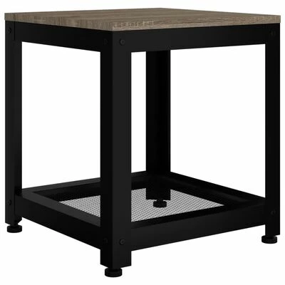 VidaXL Table d'appoint Gris et noir 40x40x45 cm MDF et fer 1 VidaXL Table d'appoint Gris et noir 40x40x45 cm MDF et fer