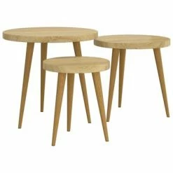 VidaXL Ensemble de tables d'appoint 3 pcs Marron clair MDF et fer