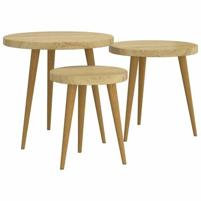 VidaXL Ensemble de tables d'appoint 3 pcs Marron clair MDF et fer 1 VidaXL Ensemble de tables d'appoint 3 pcs Marron clair MDF et fer