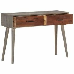 VidaXL Table console Gris 110x35x75 cm Bois de manguier massif brut -Tables d'appoint Soldes image 2 321807
