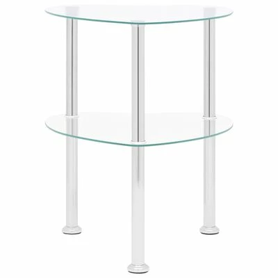VidaXL Table d'appoint 2 niveaux Transparent 38x38x50 cm Verre trempé 2 VidaXL Table d'appoint 2 niveaux Transparent 38x38x50 cm Verre trempé – Image 2