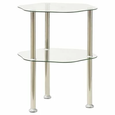 VidaXL Table d'appoint 2 niveaux Transparent 38x38x50 cm Verre trempé 2 VidaXL Table d'appoint 2 niveaux Transparent 38x38x50 cm Verre trempé – Image 2