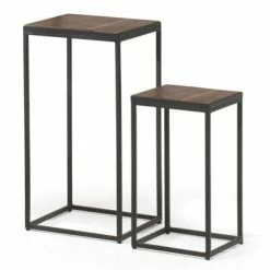 Rousseau Ensemble de tables d'appoint 2 pcs Madeira Bois de Mangolia