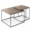 Rousseau Ensemble de tables d'appoint 2 pcs Loic Métal Marron