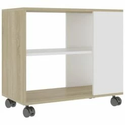 VidaXL Table d'appoint Blanc chêne sonoma 70x35x55cm Bois d'ingénierie