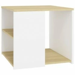 VidaXL Table d'appoint Blanc et chêne sonoma 50x50x45 cm Aggloméré
