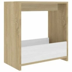 VidaXL Table d'appoint Blanc et chêne sonoma 50x26x50 cm Aggloméré