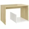 VidaXL Table d'appoint Blanc et chêne sonoma 59x36x38 cm Aggloméré