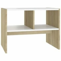 VidaXL Table d'appoint Blanc et chêne sonoma 60x40x45 cm Aggloméré