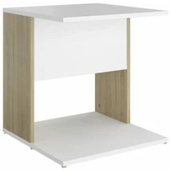VidaXL Table d'appoint Blanc et chêne sonoma 45x45x48 cm Aggloméré