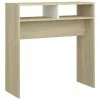 VidaXL Table console Blanc et chêne sonoma 78x30x80 cm Aggloméré