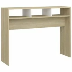 VidaXL Table console Blanc et chêne sonoma 105x30x80 cm Aggloméré