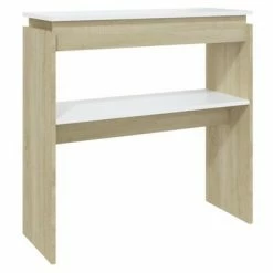 VidaXL Table console Blanc et chêne sonoma 80x30x80 cm Aggloméré