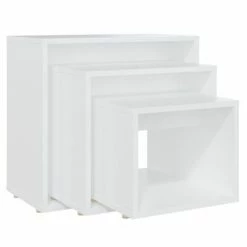 VidaXL Tables gigognes 3 pcs Blanc Aggloméré