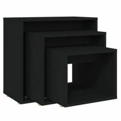 VidaXL Tables gigognes 3 pcs Noir Aggloméré