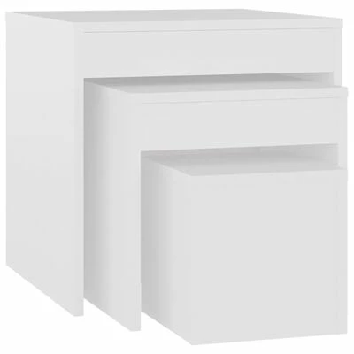 VidaXL Tables gigognes 3 pcs Blanc Aggloméré 1 VidaXL Tables gigognes 3 pcs Blanc Aggloméré