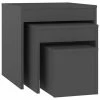 VidaXL Tables gigognes 3 pcs Gris Aggloméré
