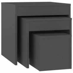 VidaXL Tables gigognes 3 pcs Gris Aggloméré