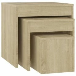 VidaXL Tables gigognes 3 pcs Chêne sonoma Aggloméré