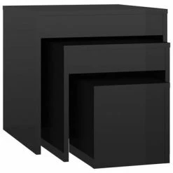 VidaXL Tables gigognes 3 pcs Noir brillant Aggloméré