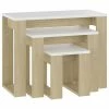 VidaXL Tables gigognes 3 pcs Chêne sonoma et blanc Bois d'ingénierie