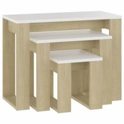 VidaXL Tables gigognes 3 pcs Chêne sonoma et blanc Bois d'ingénierie