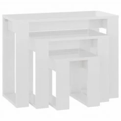 VidaXL Tables gigognes 3 pcs Blanc brillant Bois d'ingénierie