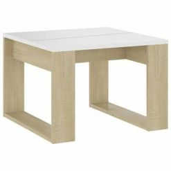 VidaXL Table d'appoint Blanc et chêne sonoma 50x50x35 cm Aggloméré