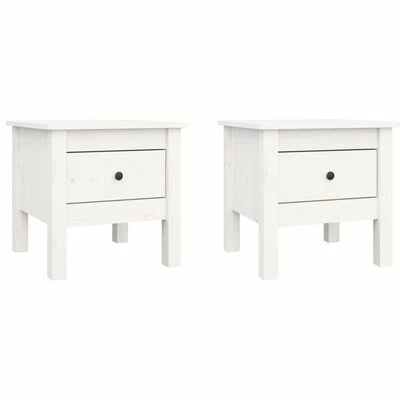 VidaXL Tables d'appoint 2 pcs Blanc 40x40x39 cm Bois massif de pin 1 VidaXL Tables d'appoint 2 pcs Blanc 40x40x39 cm Bois massif de pin