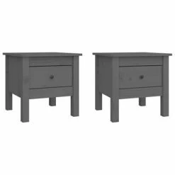 VidaXL Tables d'appoint 2 pcs Gris 40x40x39 cm Bois massif de pin