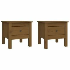 VidaXL Tables d'appoint 2pcs Marron miel 40x40x39cm Bois massif de pin