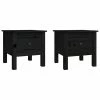 VidaXL Tables d'appoint 2 pcs Noir 40x40x39 cm Bois massif de pin