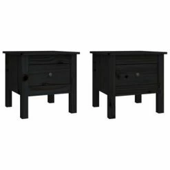 VidaXL Tables d'appoint 2 pcs Noir 40x40x39 cm Bois massif de pin