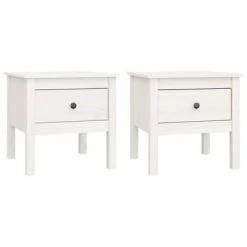VidaXL Tables d'appoint 2 pcs Blanc 50x50x49 cm Bois massif de pin