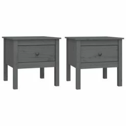 VidaXL Tables d'appoint 2 pcs Gris 50x50x49 cm Bois massif de pin