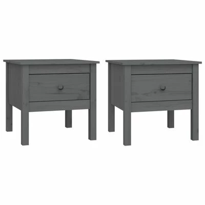 VidaXL Tables d'appoint 2 pcs Gris 50x50x49 cm Bois massif de pin 1 VidaXL Tables d'appoint 2 pcs Gris 50x50x49 cm Bois massif de pin