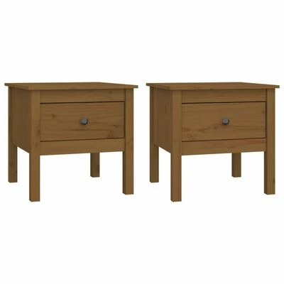 VidaXL Tables d'appoint 2pcs Marron miel 50x50x49cm Bois massif de pin 1 VidaXL Tables d'appoint 2pcs Marron miel 50x50x49cm Bois massif de pin